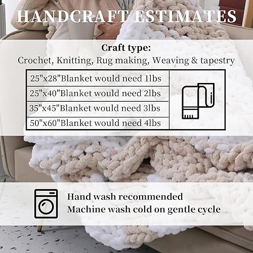Miniatura 4 de SUNTQ Paquete de 8 hilos de felpilla gruesos para ganchillo, hilo grueso y esponjoso para tejer a mano, hilo de felpa suave para cojines, cama de