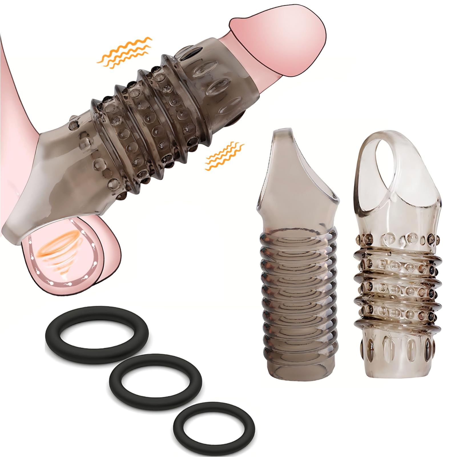 Penis Sleeve Silicone Cock Rings Set 5 Pcs Penis Extender Cock Sleeves Penis ring Erection Enhancing Sex Longer