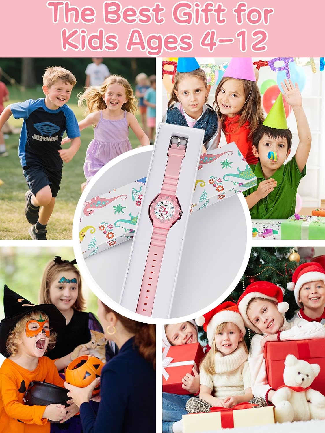 Kids Analog Watches for Girls Boys Watches with Soft Band Learning Time Waterproof Children Watch Easy to Read for Ages 4-12 Kids Gift