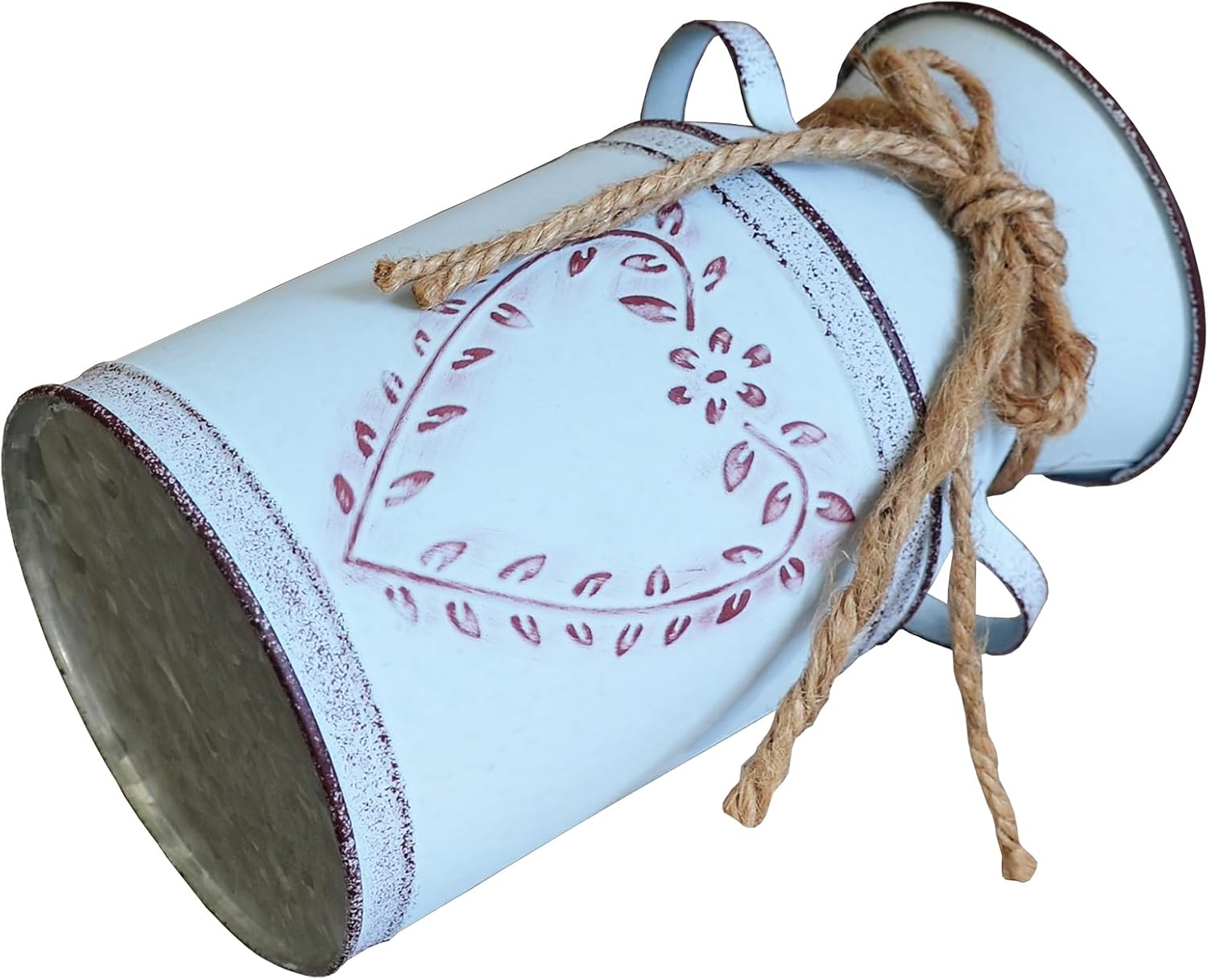 Rustic Shabby Chic Vase, Grey Small Vintage Metal Milk Can Vase Pitcher Wedding Decorative Flower Vase Farmhouse Home Decor - Image 3