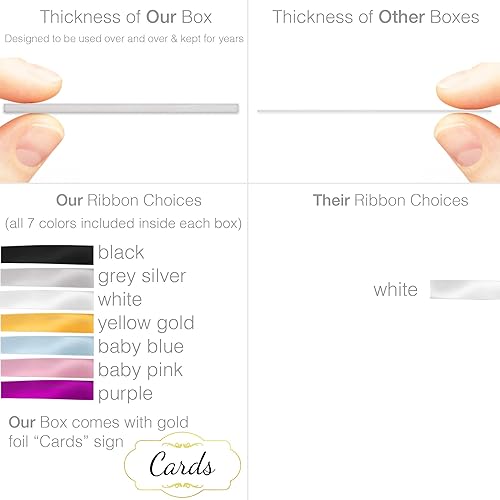 Miniatura 7 de Caja de tarjetas de boda, 7 colores de cinta de satén y hebilla de diamantes de imitación, 10 x 10 x 10 pulgadas, grande, elegante acabado blanco,