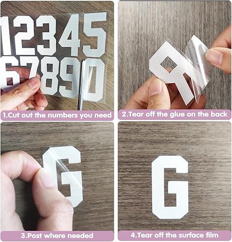 Miniatura 3 de 120 calcomanías reflectantes de números y letras para buzón, 2 pulgadas, autoadhesivas con letras mayúsculas, calcomanías digitales reflectantes