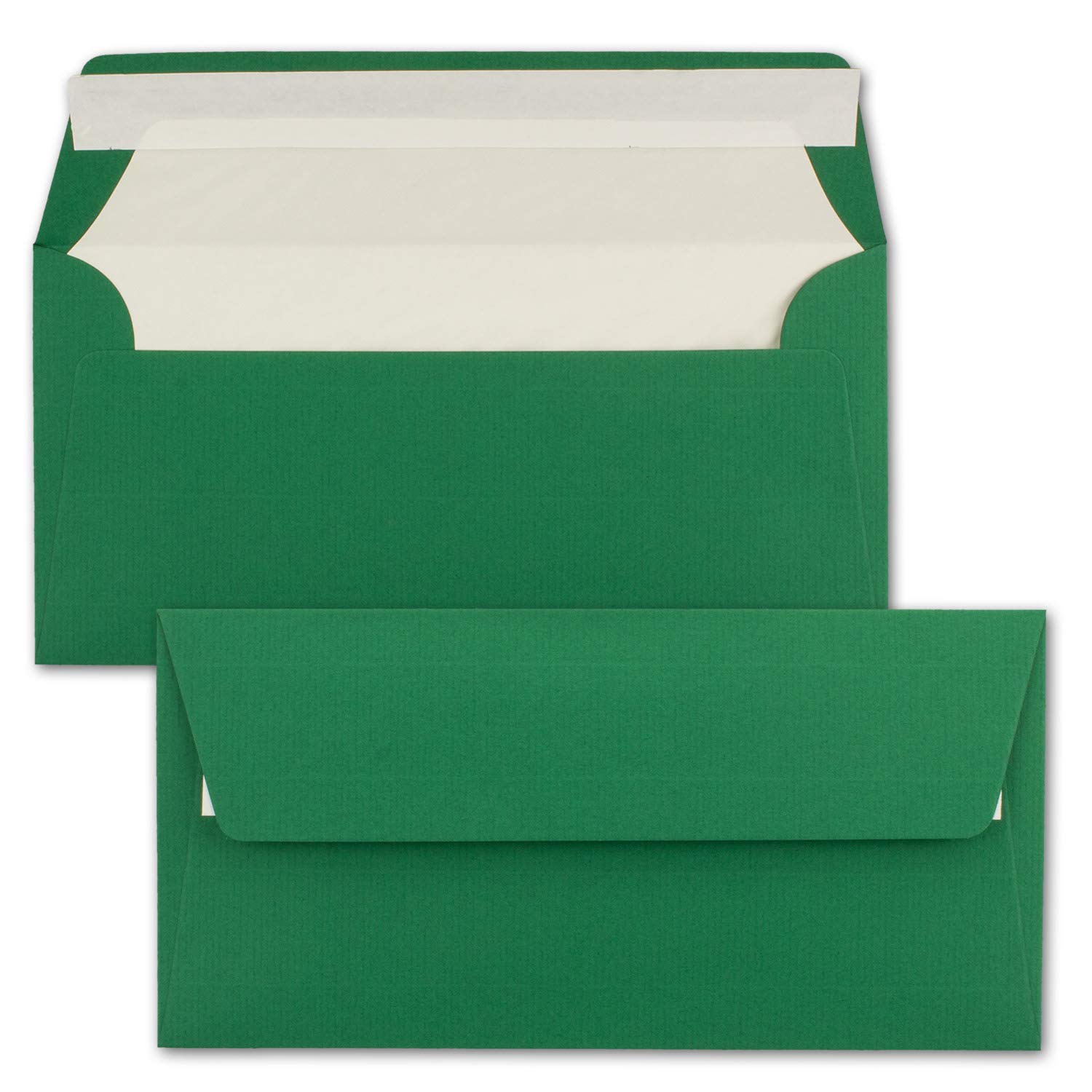 Neuser FarbenFroh - Buste per lettere, formato DIN lungo, imbottite con carta velina, 110 g/m2, 110 x 220 mm, chiusura con striscia adesiva 700 Stück Verde scuro con fodera bianca