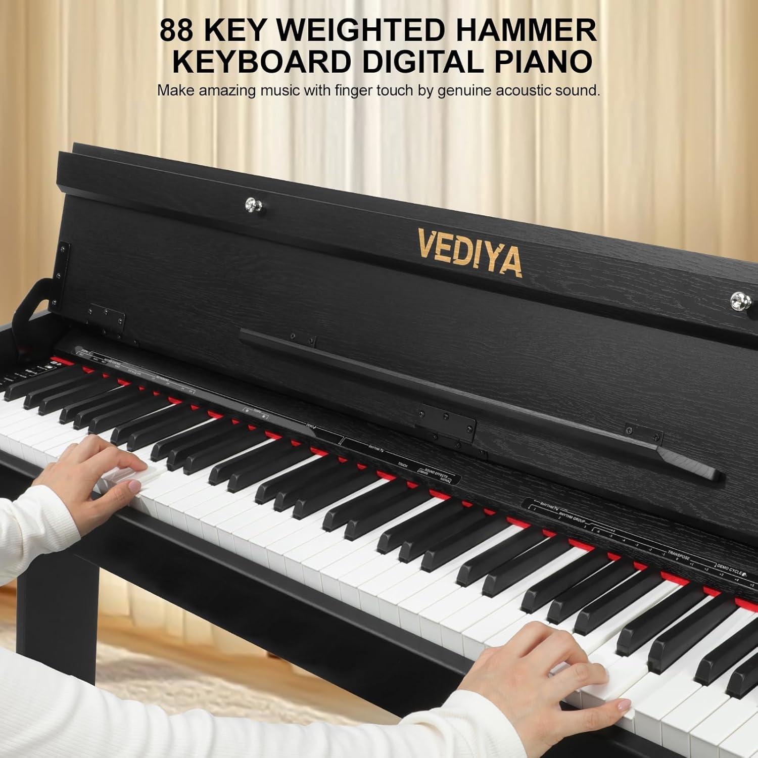 88 Key Weighted Digital Piano Keyboard - Wood Piano Desk to Vanity, Hammer Action Electric Piano with MIDI, Ideal Home Digital Pianos & Keyboard Piano for Beginners (Black)
