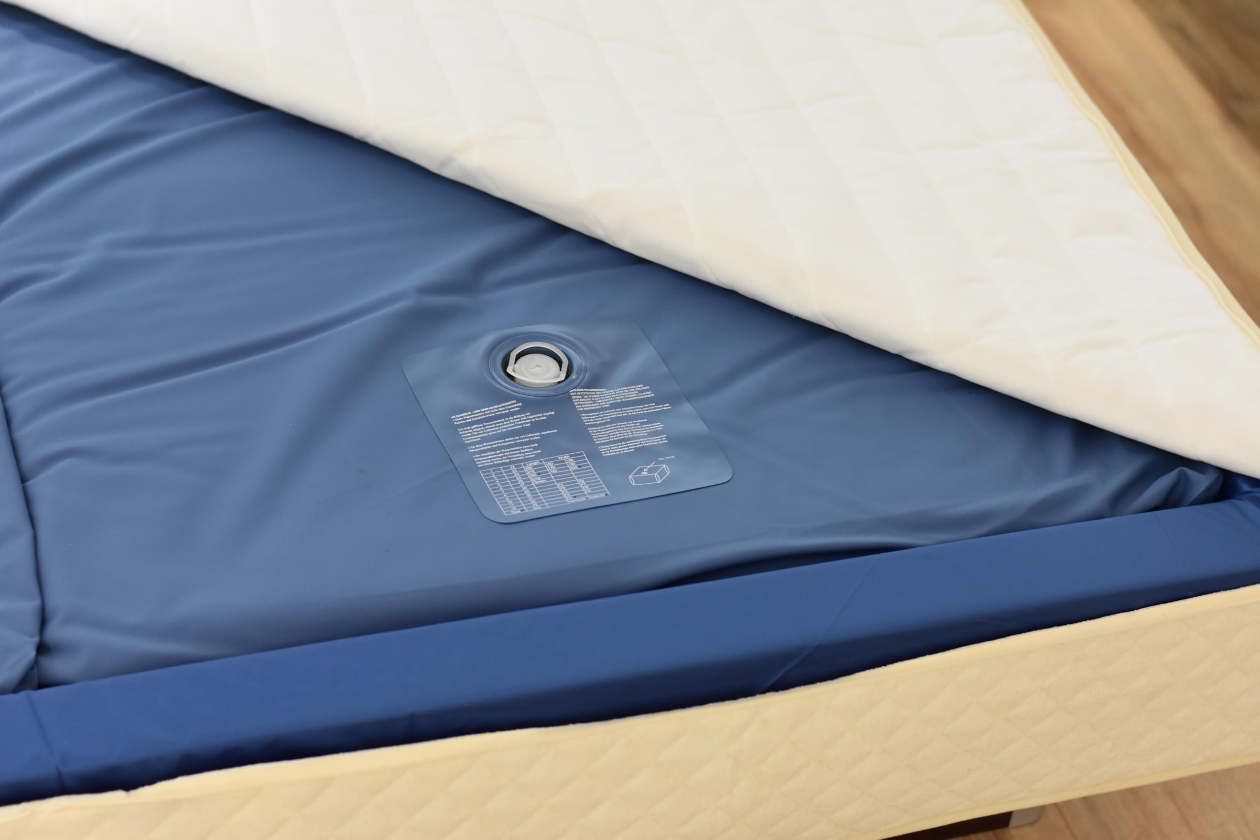 Wasserbetten Matratzen Softside DUAL + Sicherheitswanne + Trennwand - Zwei Wasserkerne (beide Seiten) für 200x200 cm Wasserbett kaum Beruhigung F2