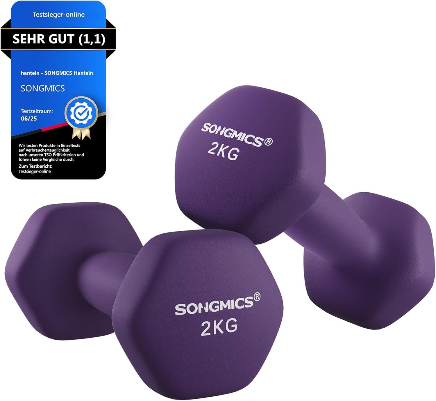 SONGMICS Dumbbells Set of 2 Dumbbells Hexagon Neoprene Coating Strength Training Workout Fitness Training Home