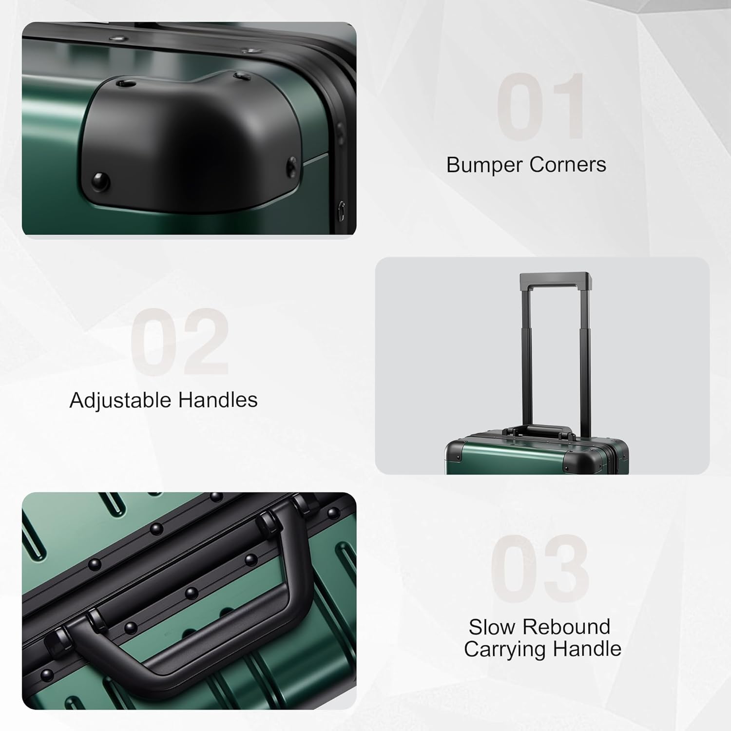 VentureVault All Aluminum 24 Inch Check In Luggage Hard Shell Suitcases with Spinner Wheels and TSA Lock, Checked Medium Suitcase (Dark Green)