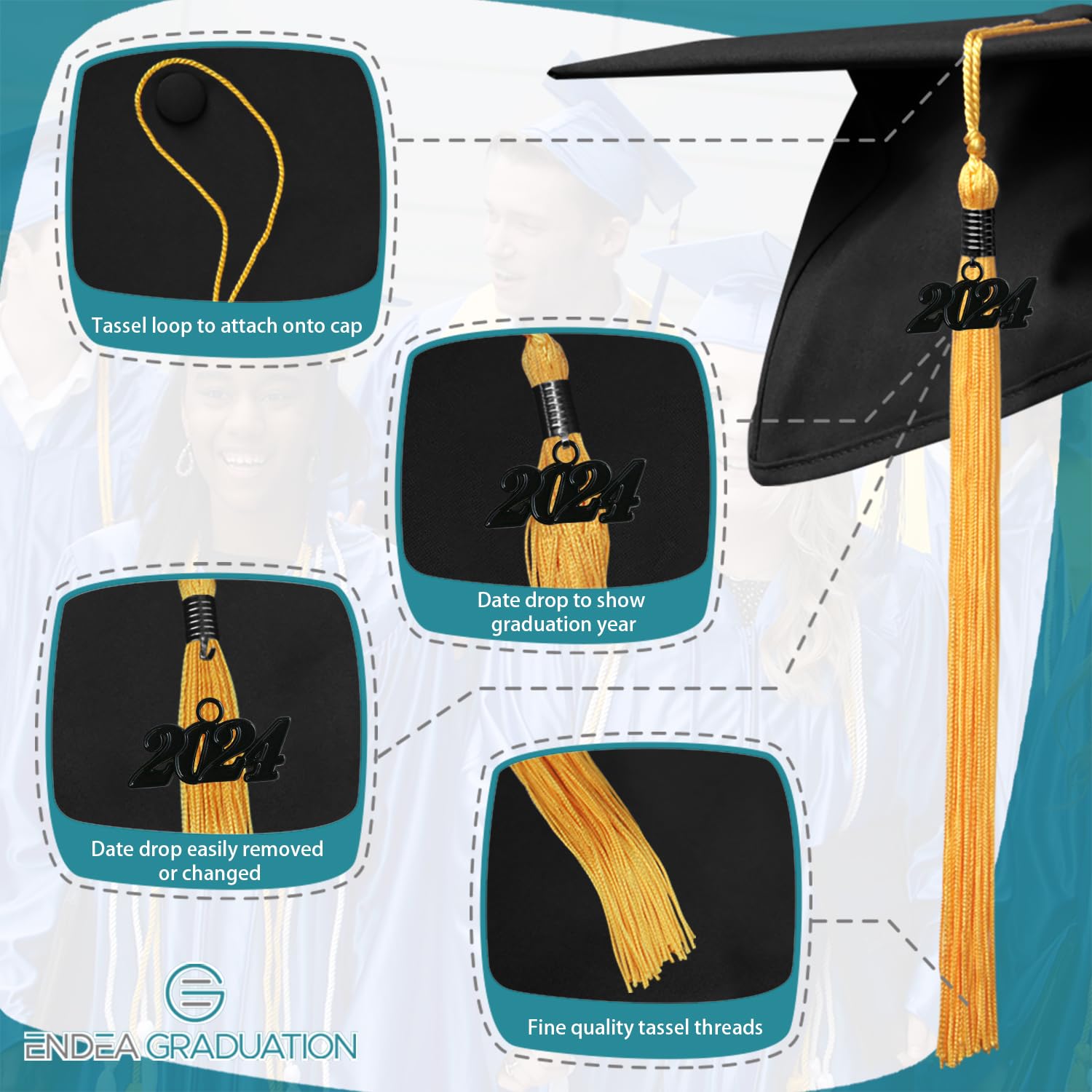 Endea Graduation Quaste 2025 Schwarz Endea Abschluss Quaste 2025 Schwarz -  Traditionelle Graduation Quaste Mit Datums-Anhänger Akademische Quaste  Abschluss, image size:1500x1500