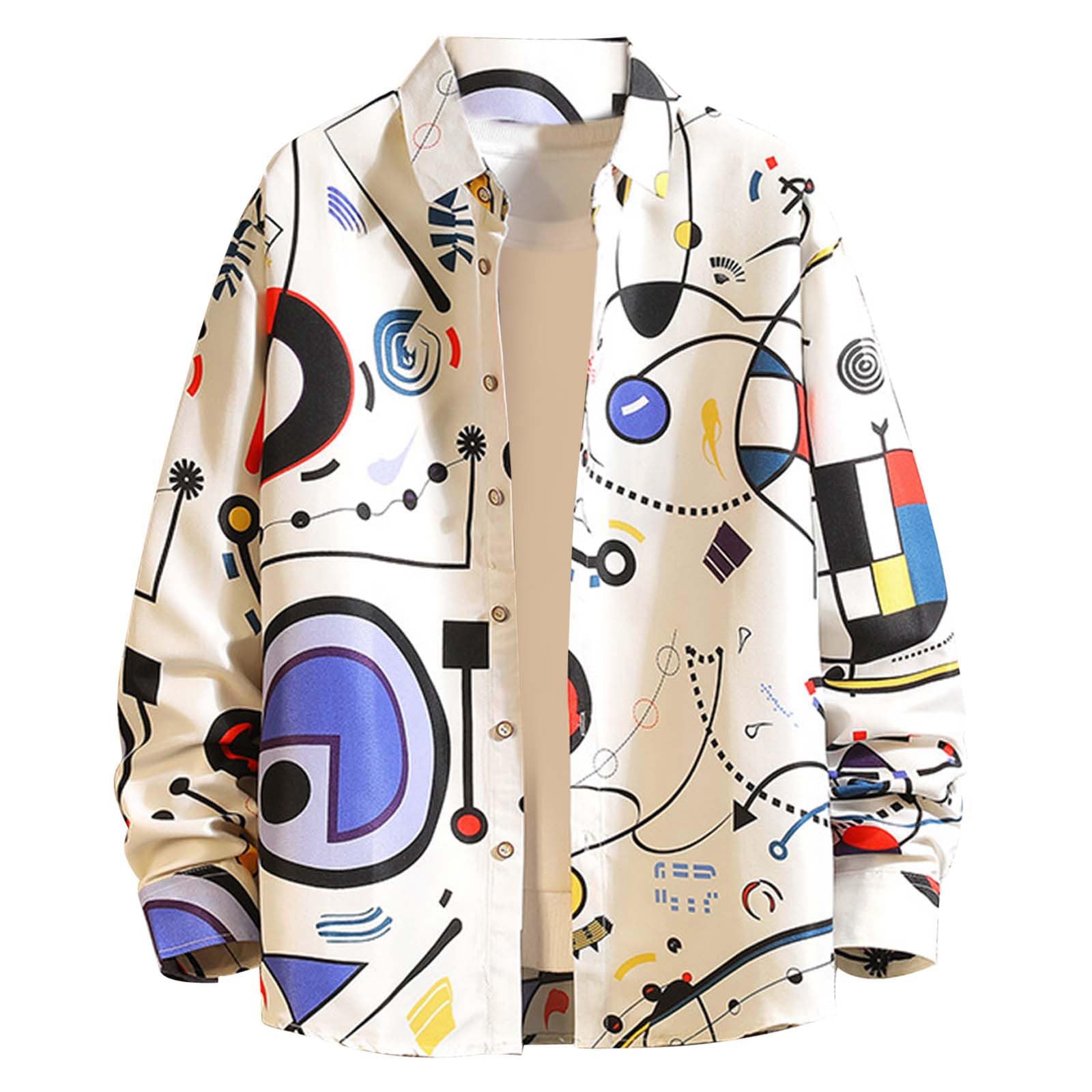 Générique Camicia Uomo Manica Lunga Stampato Stile Portuale Taglio Rilassato Casual Primavera Estate 2026 Moda Casual Camicia da Uomo