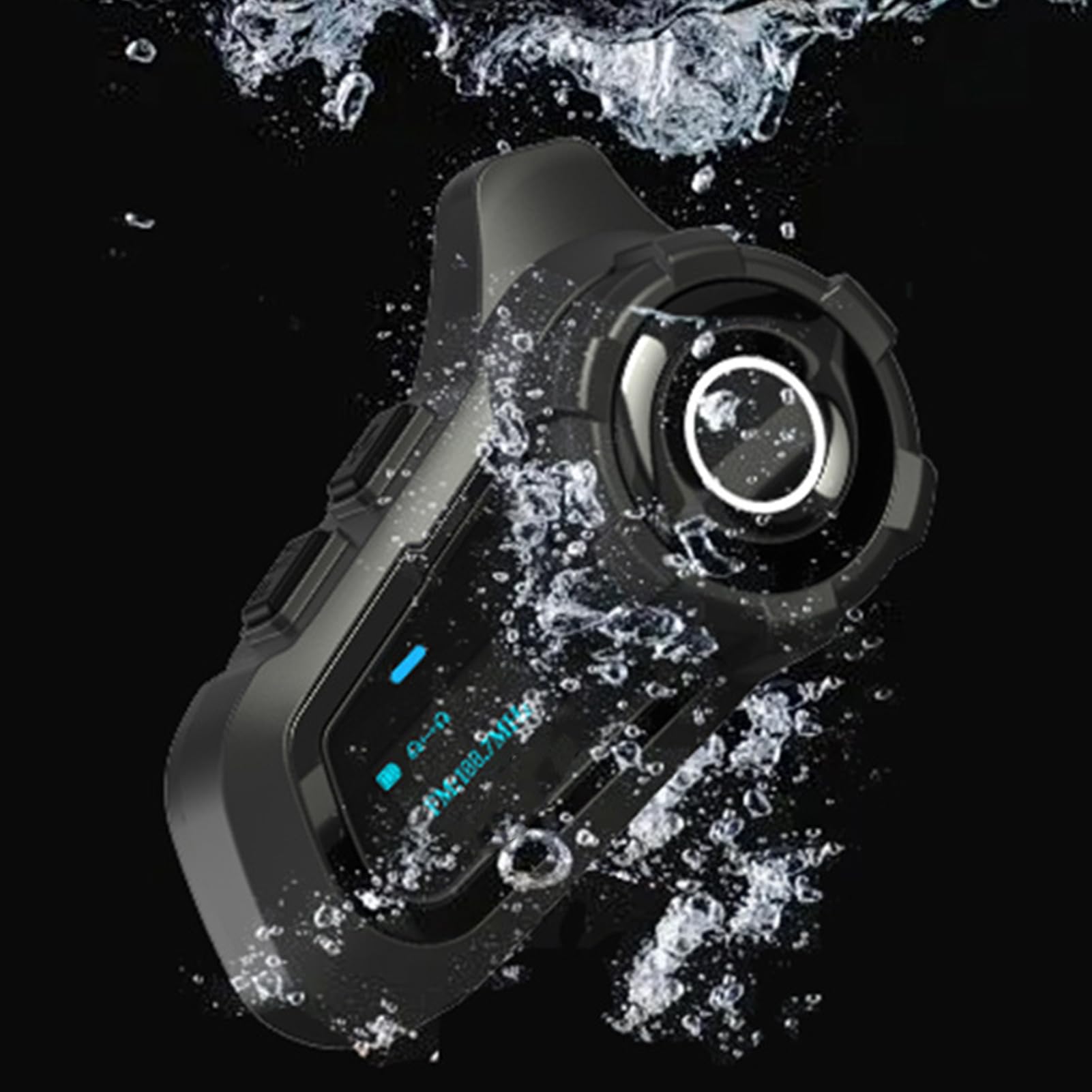VBESTLIFE Auricolare Interfono Bluetooth per Moto, con Display Digitale, Riduzione del Rumore CVC 8.0, Interfono per 6 Motociclisti, Portata 1500 M, per Mezzo Casco Integrale