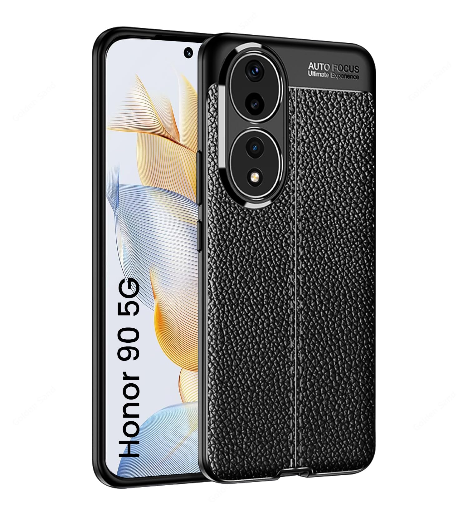 Golden Sand Cover Leather Texture Series Shockproof Armor TPU Back Cover Case for Honor 90 5G Mobile Phone, Black (B0CJRRJZ12) Amazon Price History, Amazon Price Tracker