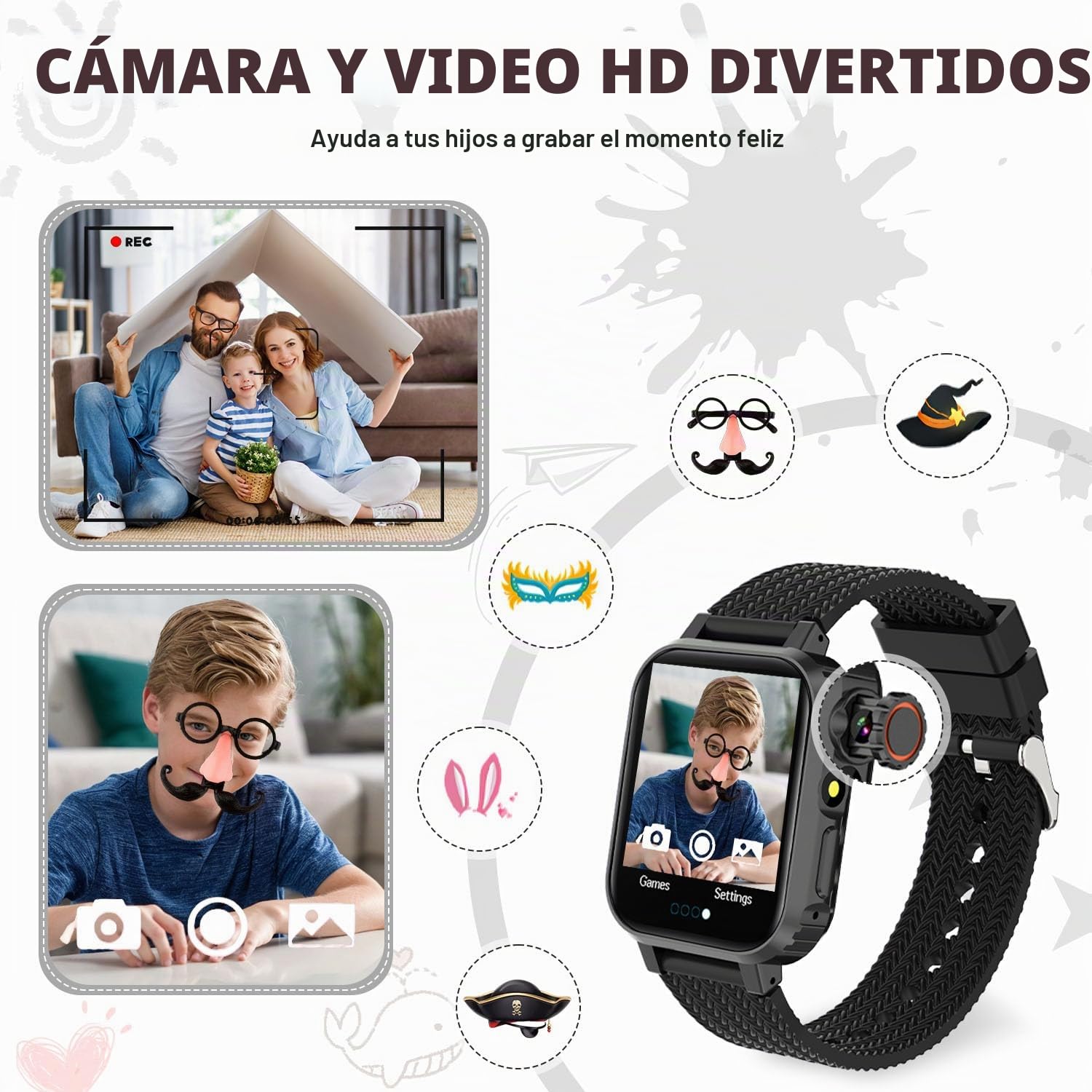 MiracDan Reloj Inteligente Niño con 32 Juegos, Smartwatch Niños con 1.69" HD Cámara Alarma Música Podómetro Linterna Despertador, Regalos Infantil Reloj Inteligente para niños de 3 a 12 años