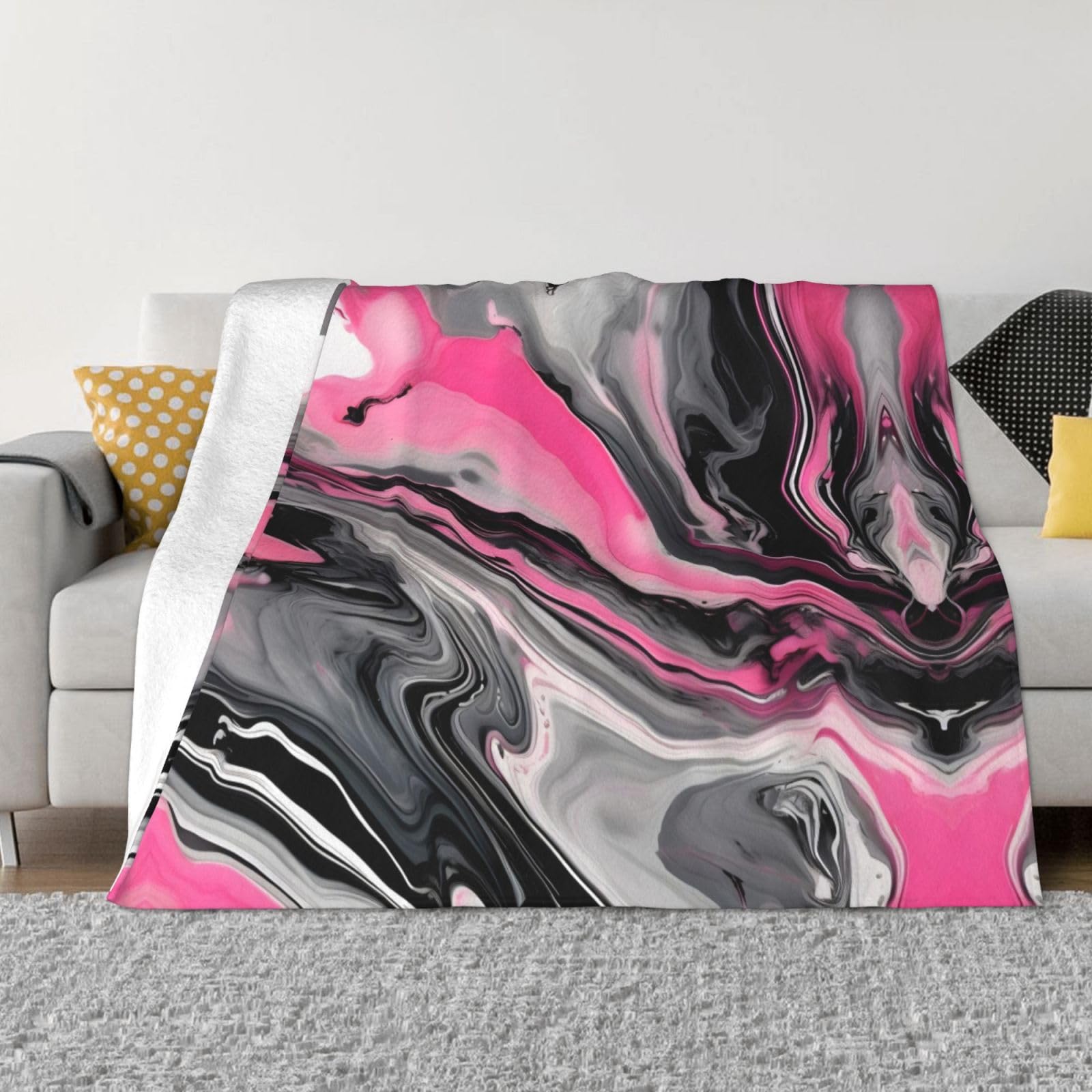 Couverture en flanelle artistique pour lit et camping plaid voyage rose