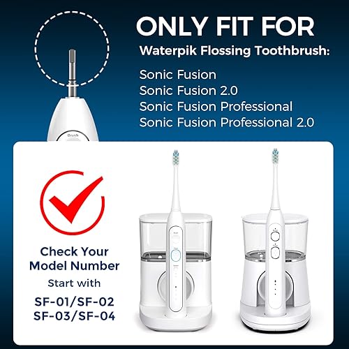 Miniatura 8 de Paquete de 6 cabezales de repuesto para cepillos de dientes compatibles con WaterPik Sonic Fusion 2.0, cabezal de cepillo de hilo dental FitMount