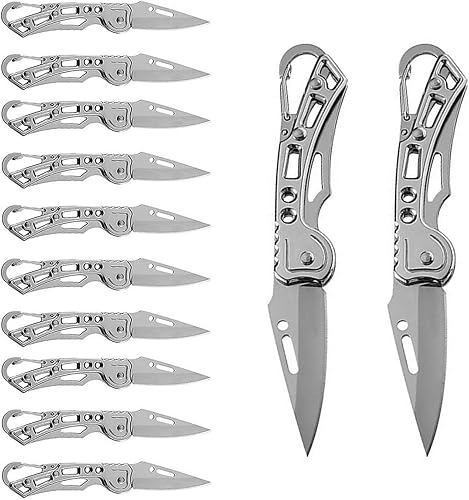 Cuchillo plegable de bolsillo, paquete de 12 cuchillos tácticos, herramienta EDC con mango de acero inoxidable, regalo para hombres y mujeres