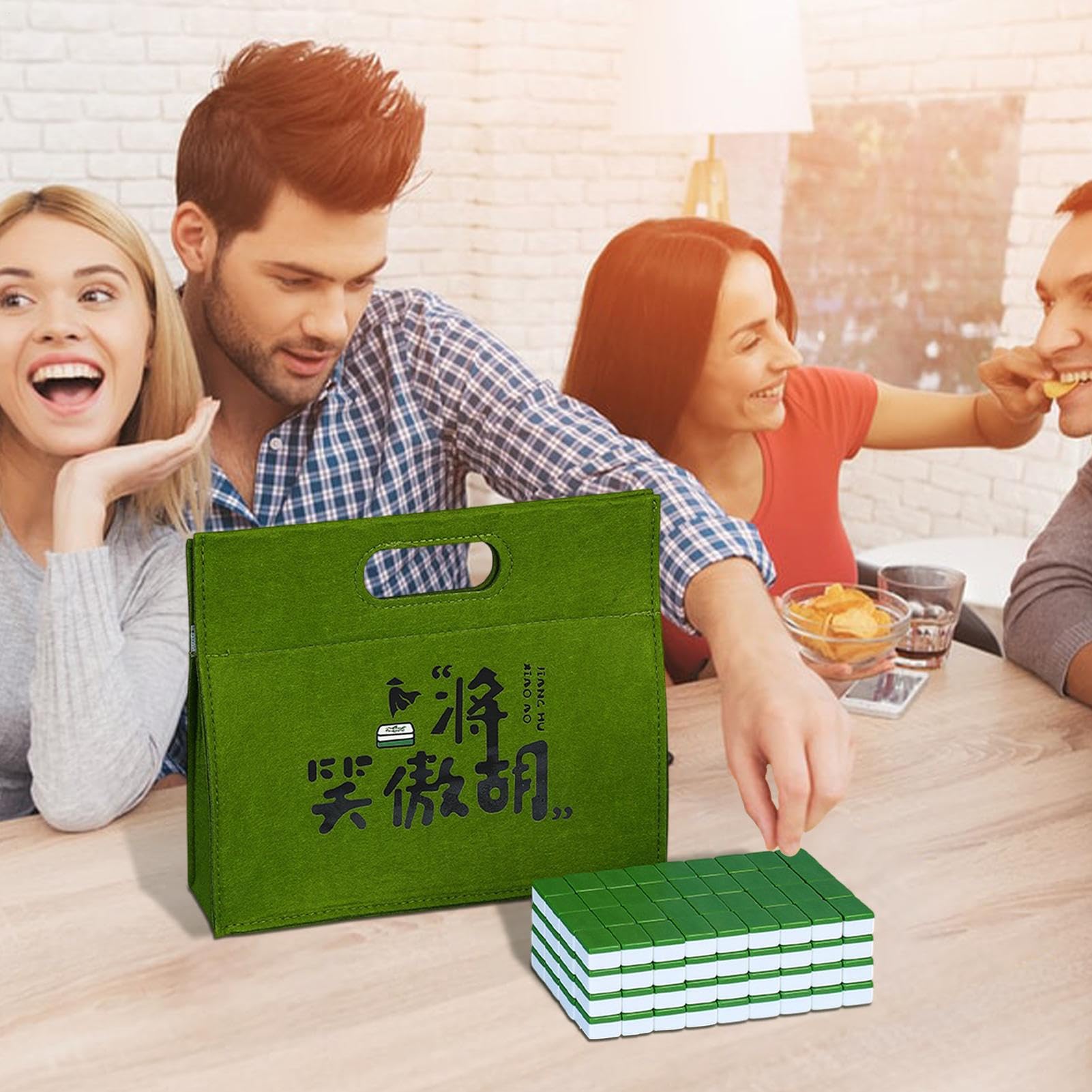 Générique Mahjong Tile, zestaw do gier stołowych, kompaktowy rozmiar płytek | Kompletny pakiet akcesoriów z kośćmi i linijką, świetny na spotkania rodzinne, zabawę i weekendową rozrywkę