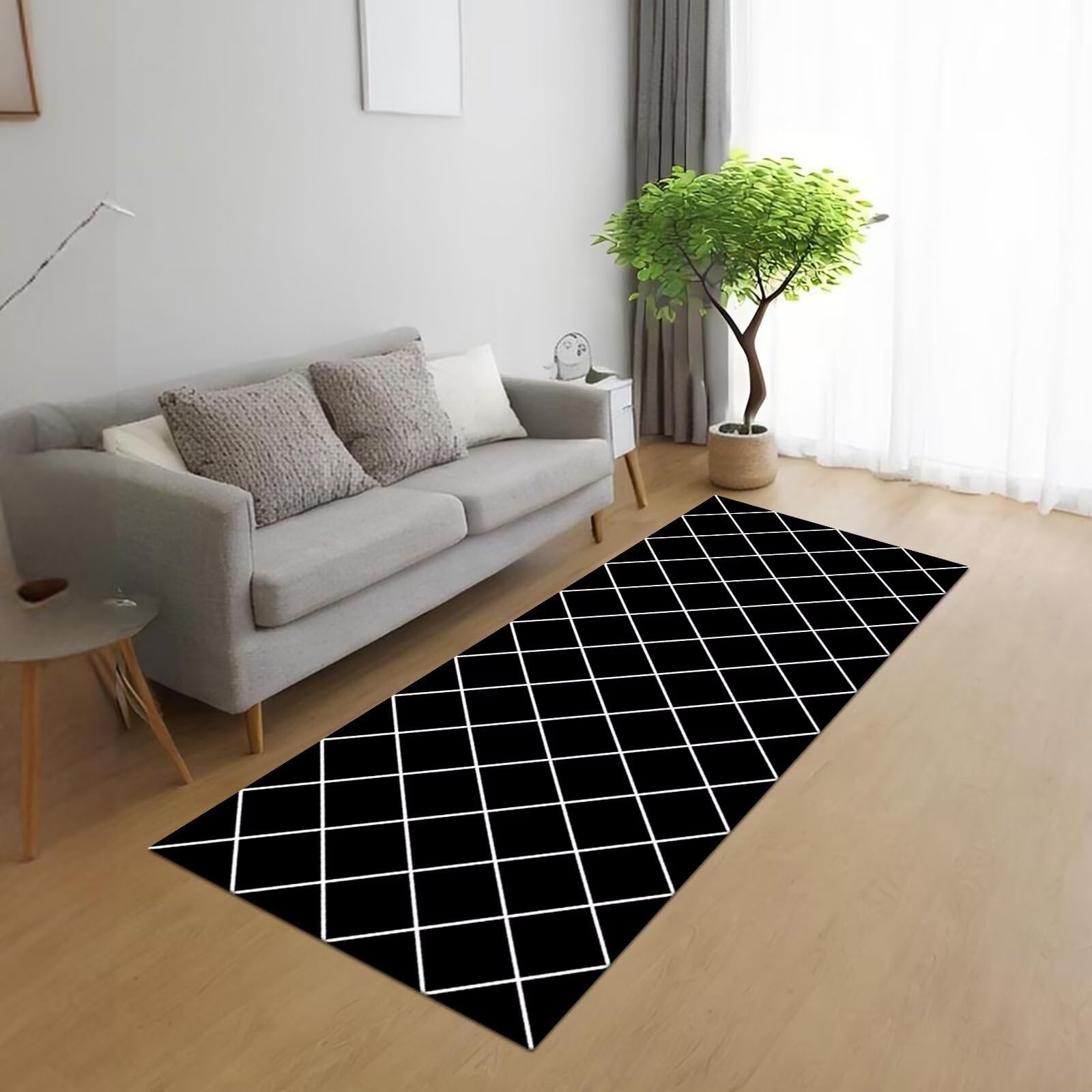 Tappeto Passatoia Cucina Lavabile Antiscivolo 50X200CM Tappetino Runner Moderno Tappeto Corridoio Nero Bianco Tappeto Runner per Salotto Camera da Letto Lavanderia Ingresso Interno