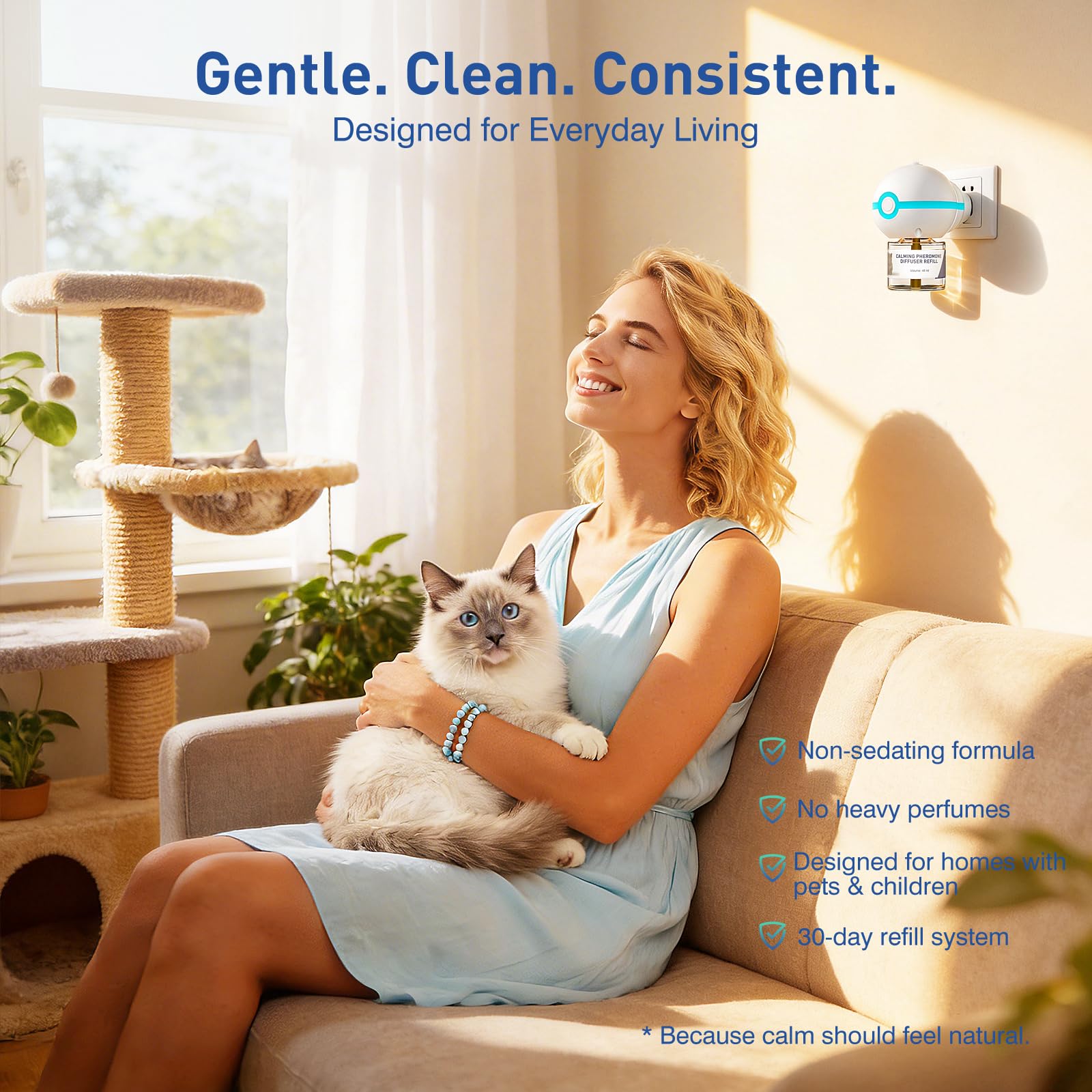 Recharge de diffuseur de phéromones, recharge liquide pour diffuseur de parfum portable pour un usage quotidien en intérieur — pour kits de diffuseur apaisant pour chat de 60 jours