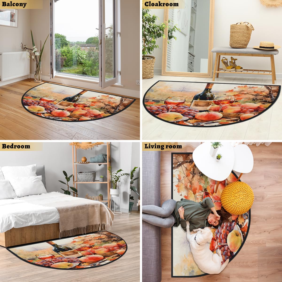 Mexpekil Paillasson demi-lune pour intérieur et extérieur - Lavable - Absorbant la saleté - 100 x 160 cm