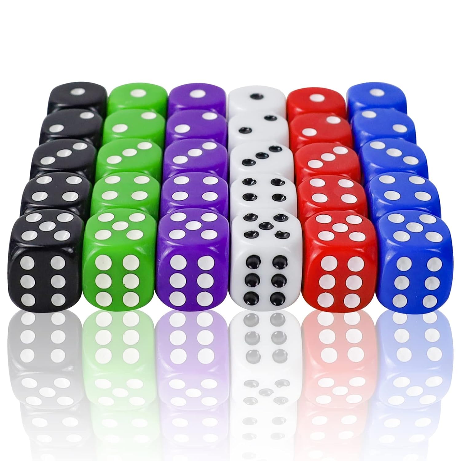 6-Sided Dice Set – 16mm Acrylic Game Dice for DND, MTG, RPG, Tabletop Games, Board Games, Yahtzee, Tenzi, Bunco, Math Teaching, Classroom Learning – 30 Pieces, 10 Colors