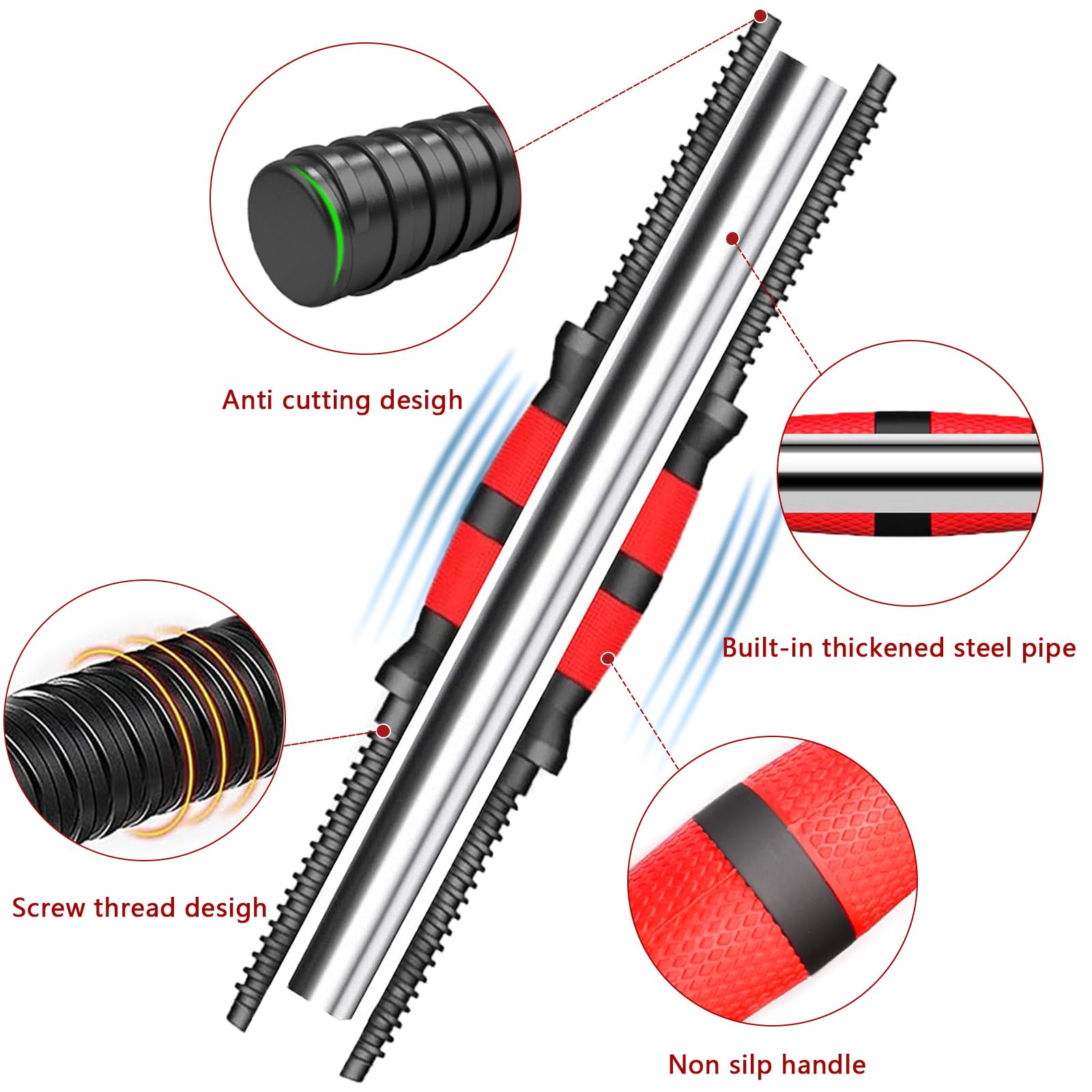 Juego de mancuernas para discos de peso de 1 pulgada de ancho, asas roscadas duraderas, accesorios de levantamiento de pesas ajustables para entrenamiento, deporte, entrenamiento, gimnasio