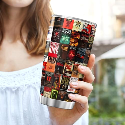 Miniatura 5 de Vaso Stephen de acero inoxidable King Hot Book aislado Collage Travel Steel Tea Iced 20 30 Oz Office Coffee