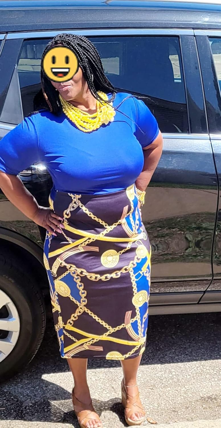 BOGURST Women Midi Bodycon Dress Work Casual Cute Floral Prints Pencil Dresses