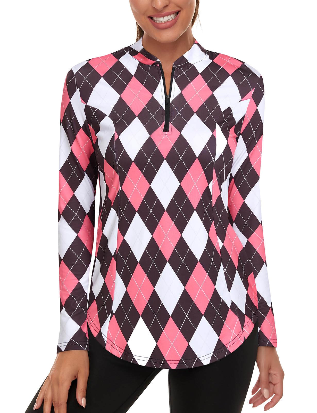 Misyula Style Womens Sleeveless Collarless Golf Polo Shirts Quick Dry Zip Up Athletic Tank Tops