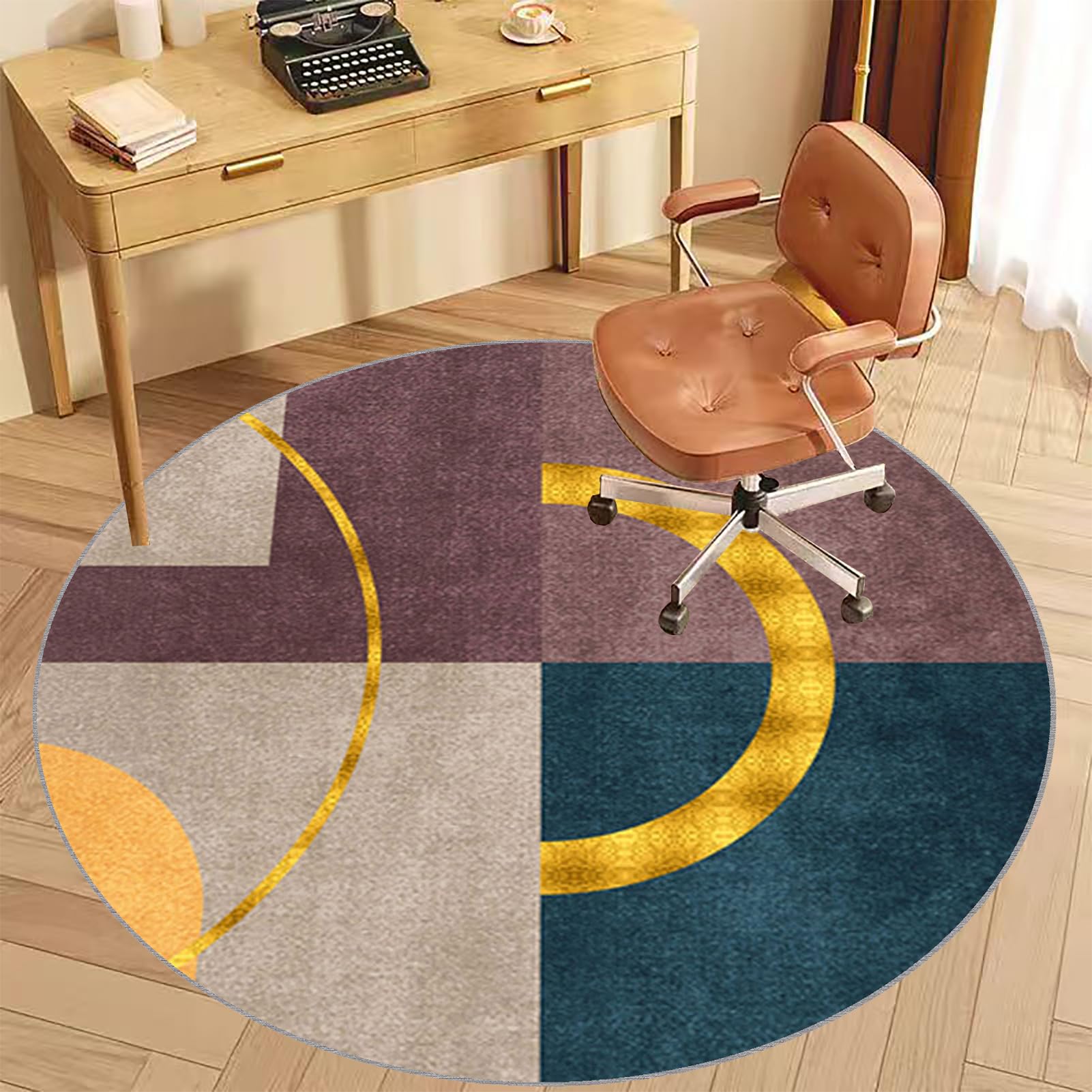 Sedia Ufficio Tappeto Rotondo Gaming Pavimento Tappetino di Protectors Pavimenti per Parquet Piastrelle Tappeto Salvapavimento Tappetino Tappetino Rotondo per Pavimento Multiuso 90 cm
