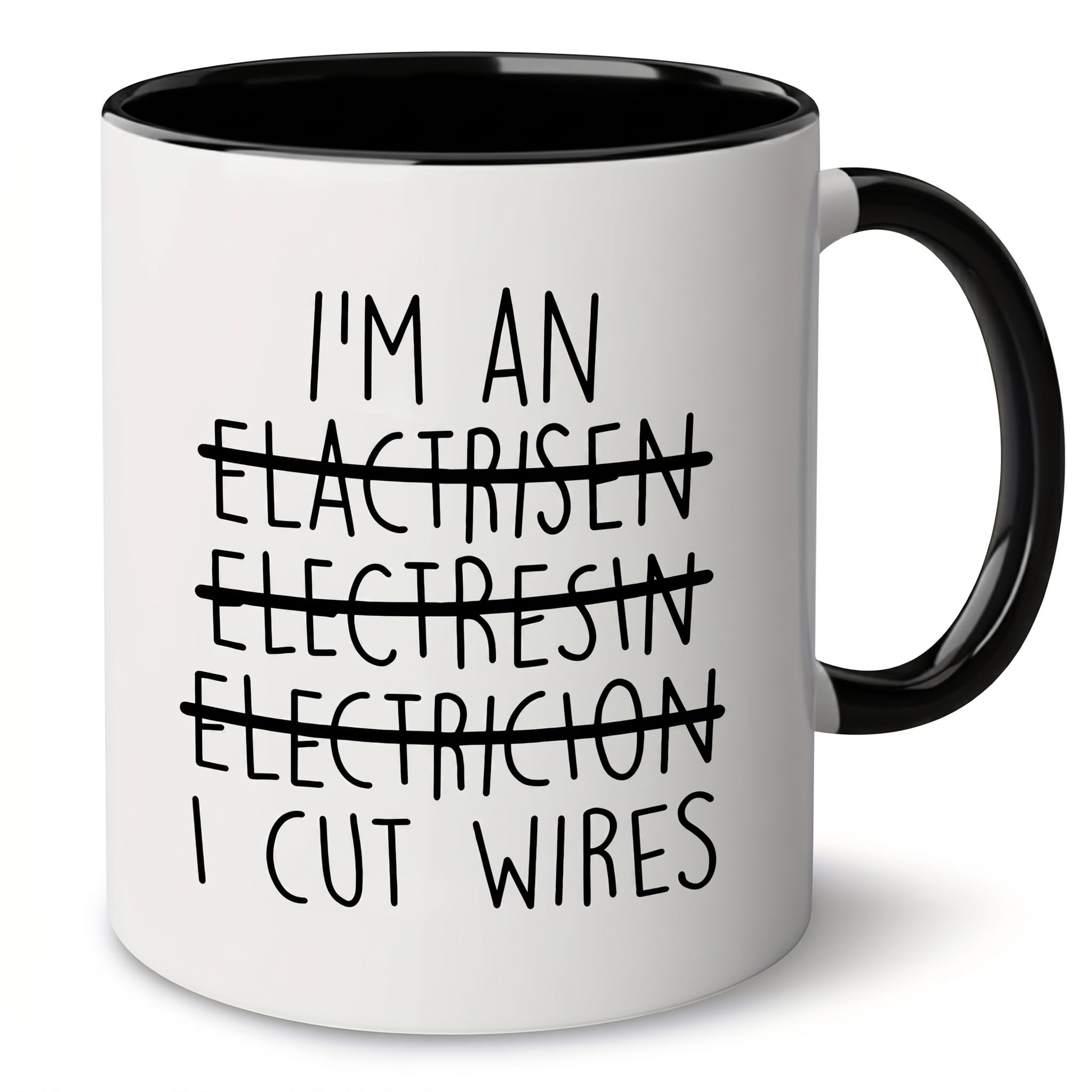 HilihoHaven Funny Electrician Mug - I'm an Electrician I Cut Wires - Humorous Gift for Electricians, Linemen, Electrical Workers Funny Father's Day Mug Birthday (Black)