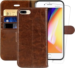 0MONASAY iPhone 8 Plus Wallet Case, iPhone 7 Plus Case, [Glass Screen Protector][RFID Blocking] Flip Folio Leather Cell Phone Cover with Credit Card Holder for Apple iPhone 7 Plus/8 Plus,5.5 inch