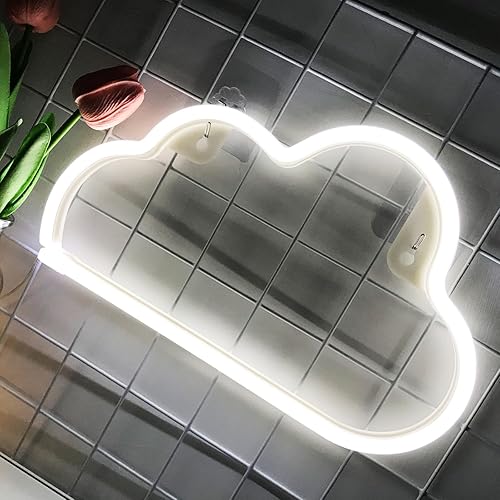 Miniatura 4 de Letreros de neón de nube, luz LED para decoración de pared, funciona con pilas o USB, para dormitorio, estética, habitación de adolescentes, niñas,