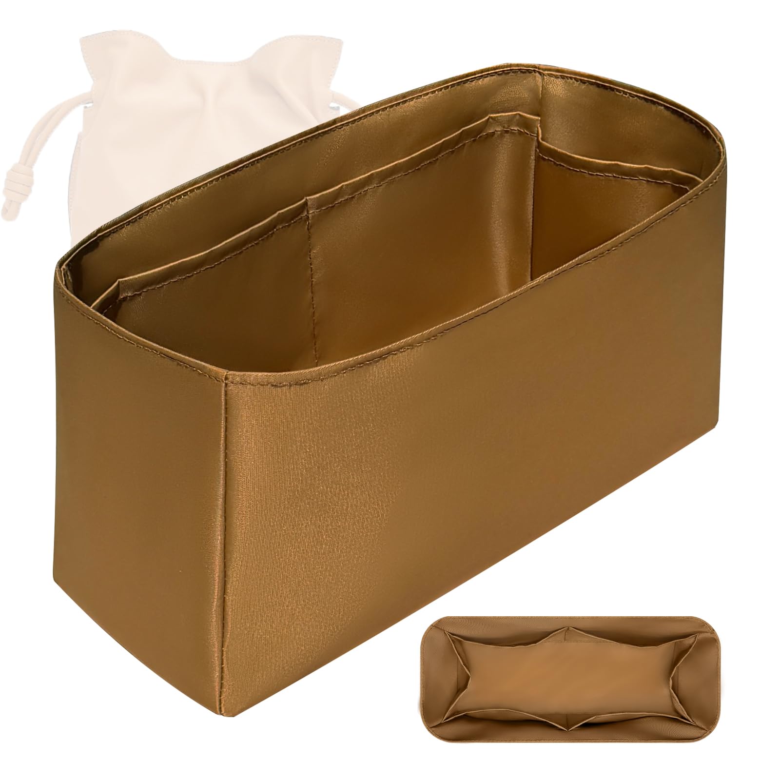 QIGUAN Purse Organizer Insert, Nylon Inner Liner for Loewe Flamenco Bag, Durable Storage with Multiple Pouch, Cosmetics Zipper Bag Insert, Handbag