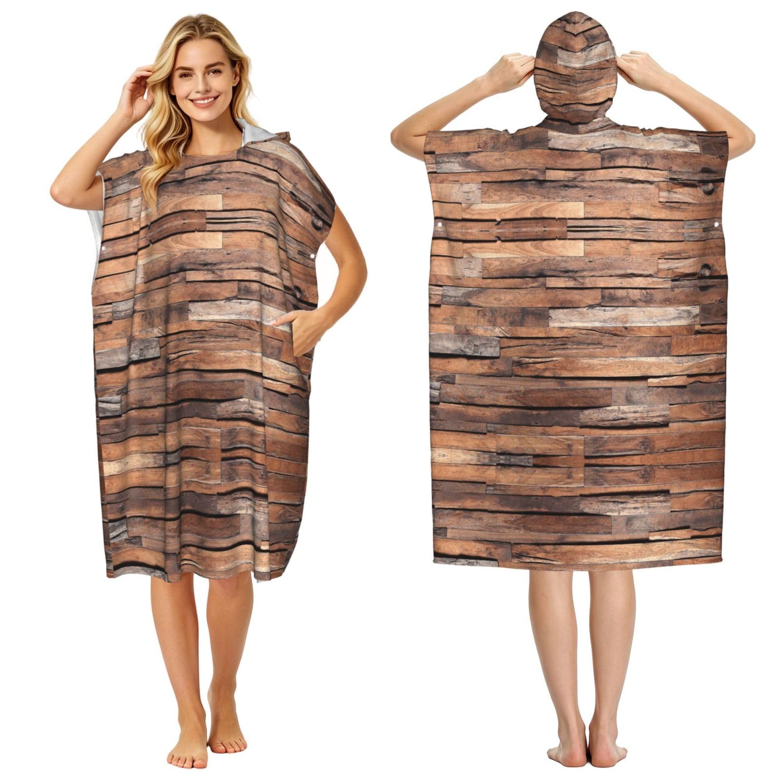 Peignoir à langer à capuche homme femme, serviette poncho pour sport nautique
