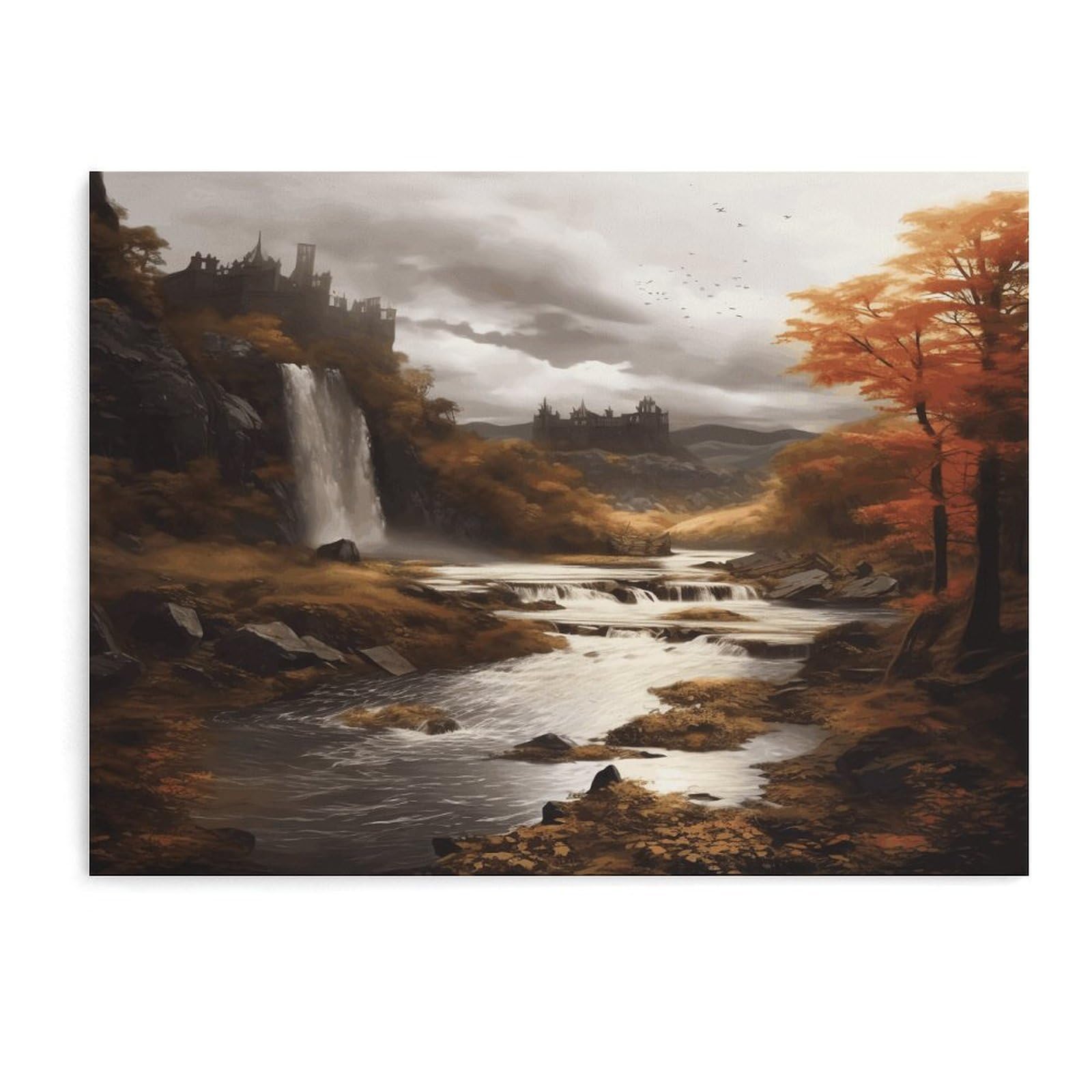 Fodpand Unframe-Style Fall Bathroom Wall Art Canvas Prints, Artwork For Walls For Living Room Hallway Stair Office Wall Decor, Pictures Home Decor 15.7X11.8 Inch