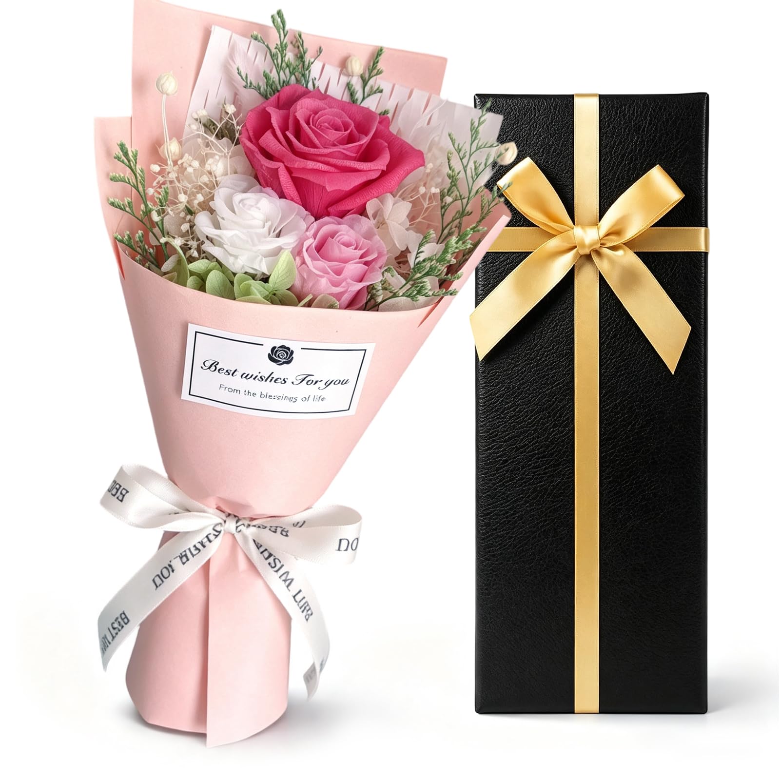 Emivery Pink Preserved Rose Gift Box