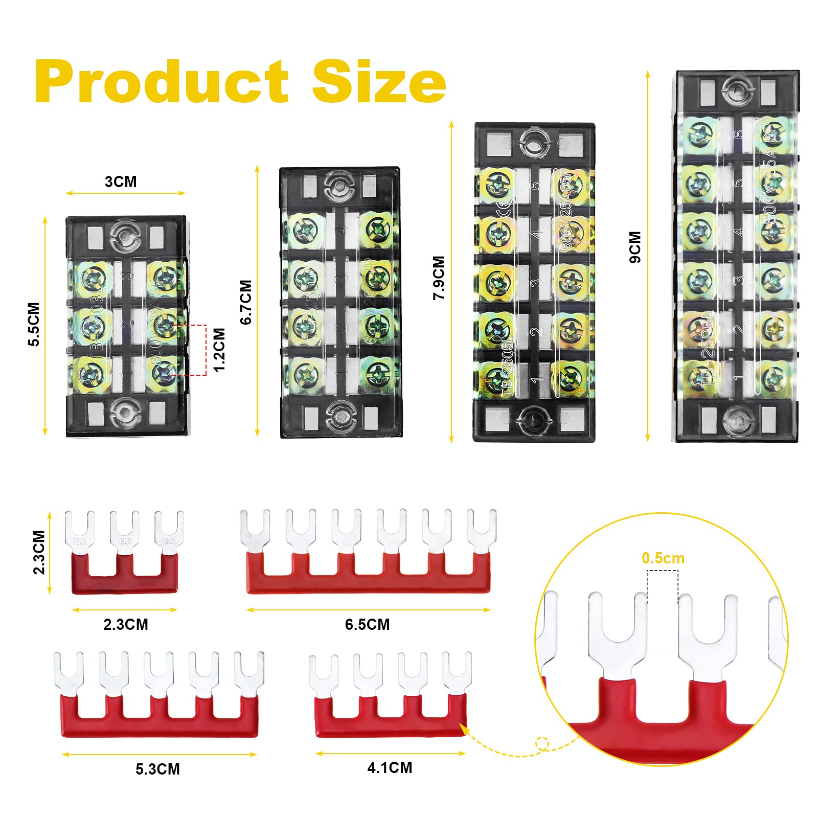 Snapklik.com : OCR 8 Sets Terminal Blocks, 8 Pcs 3/4/5/6 Positions 600V ...