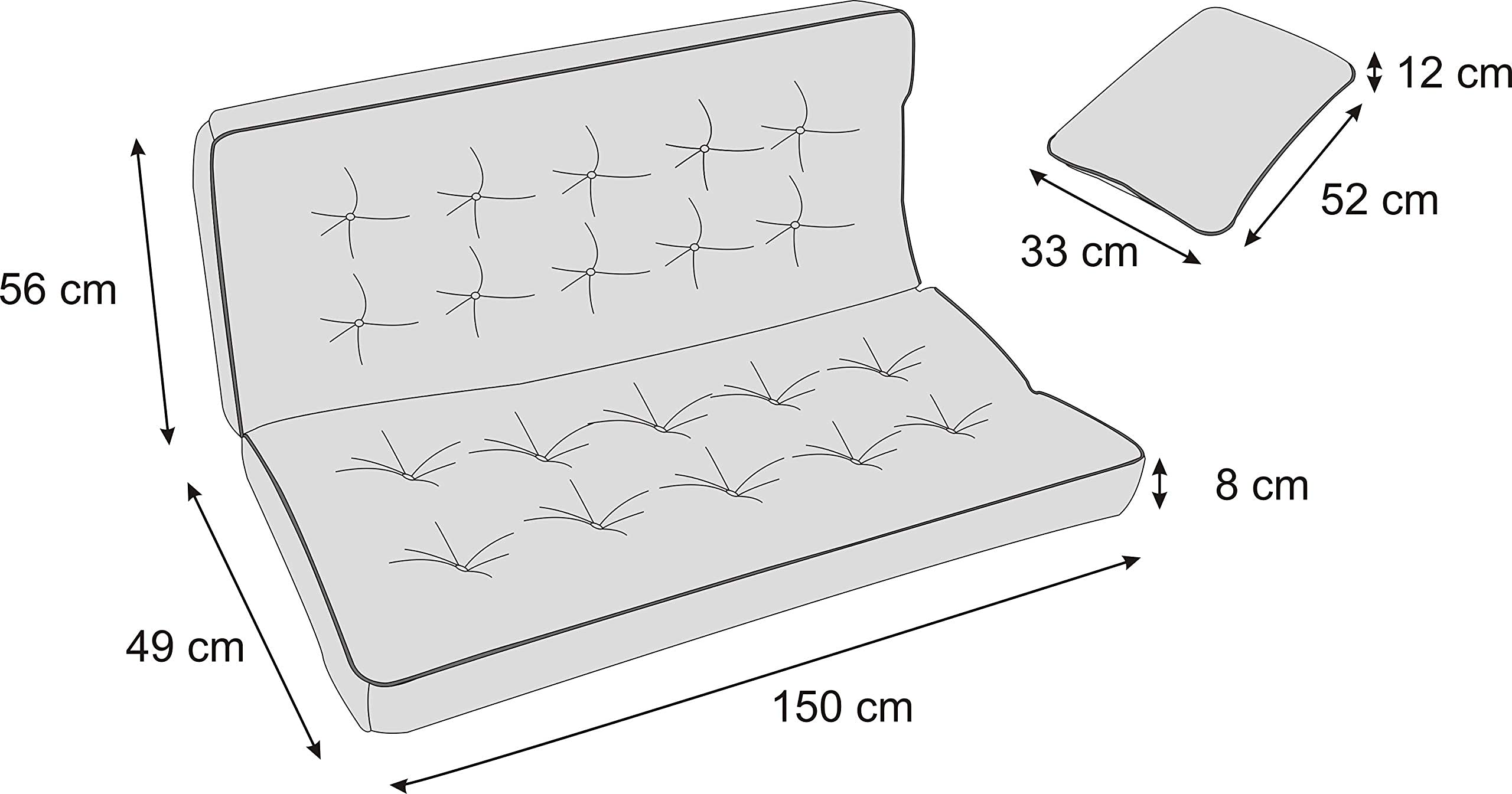 Cuscino per panca a dondolo da giardino, per panca altalena Hollywood, per interni ed esterni; 150 cm, beige