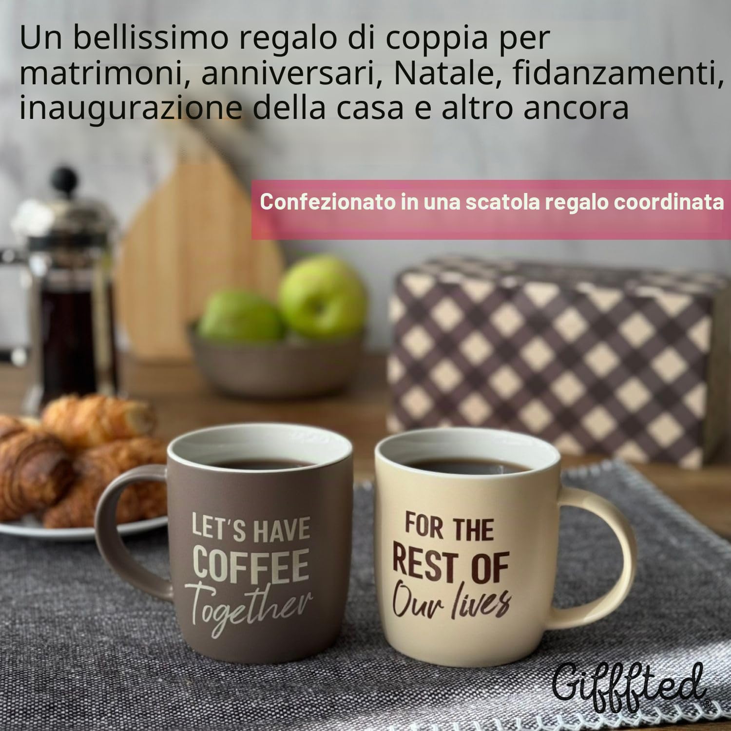 Triple Gifffted Set di tazze da caffè Let's Drink Coffee Together, regalo di fidanzamento per coppie, sposi, sposi, addio al nubilato, per lui e lei, Mr e Mrs