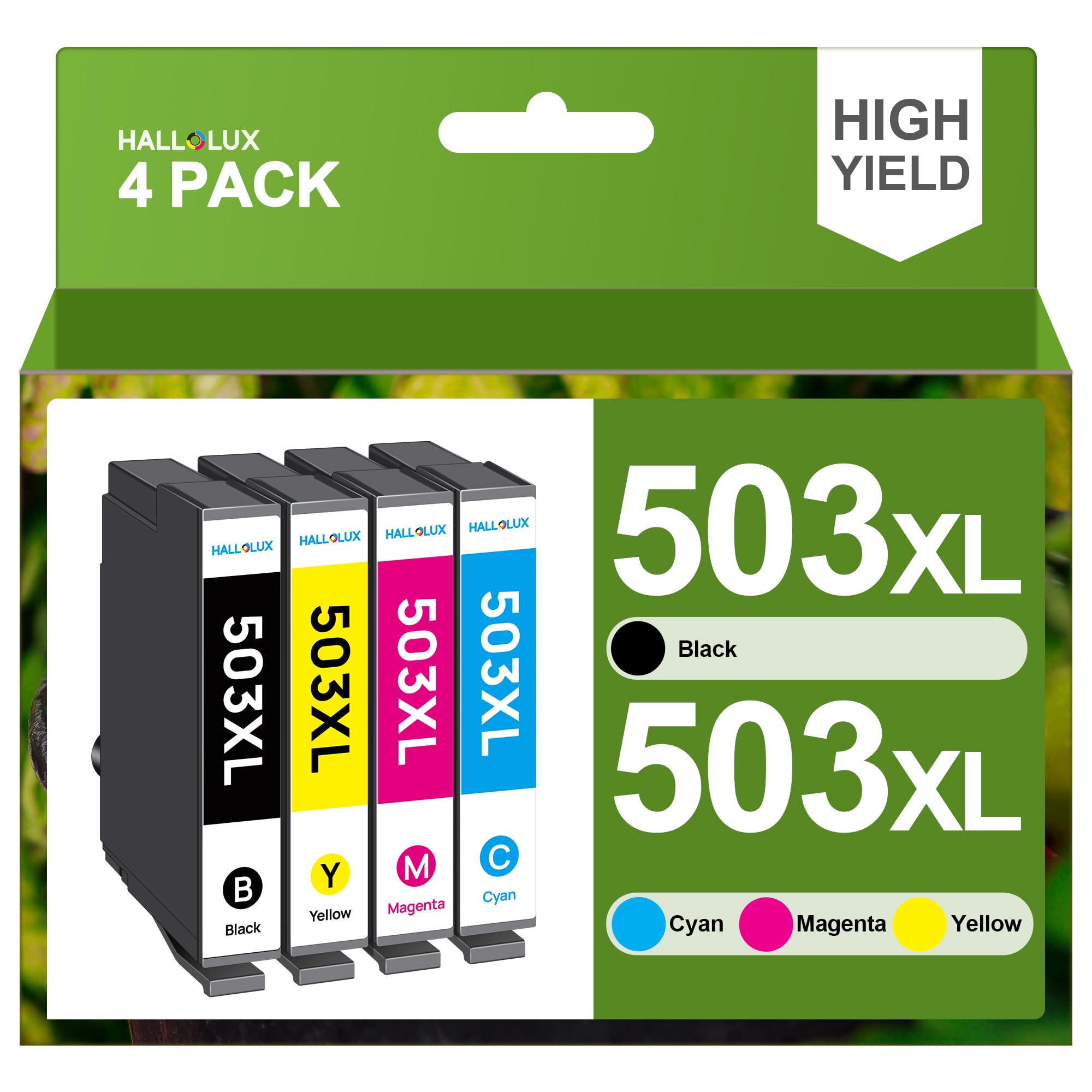 HALLOLUX 503XL Multipack Kompatibel für Epson 503 XL Druckerpatronen für Epson XP 5200 Patronen XP-5205 für Workforce WF-2960DWF WF-2965DWF WF 2960（4er-Pack,Schwarz, Cyan, Magenta, Gelb