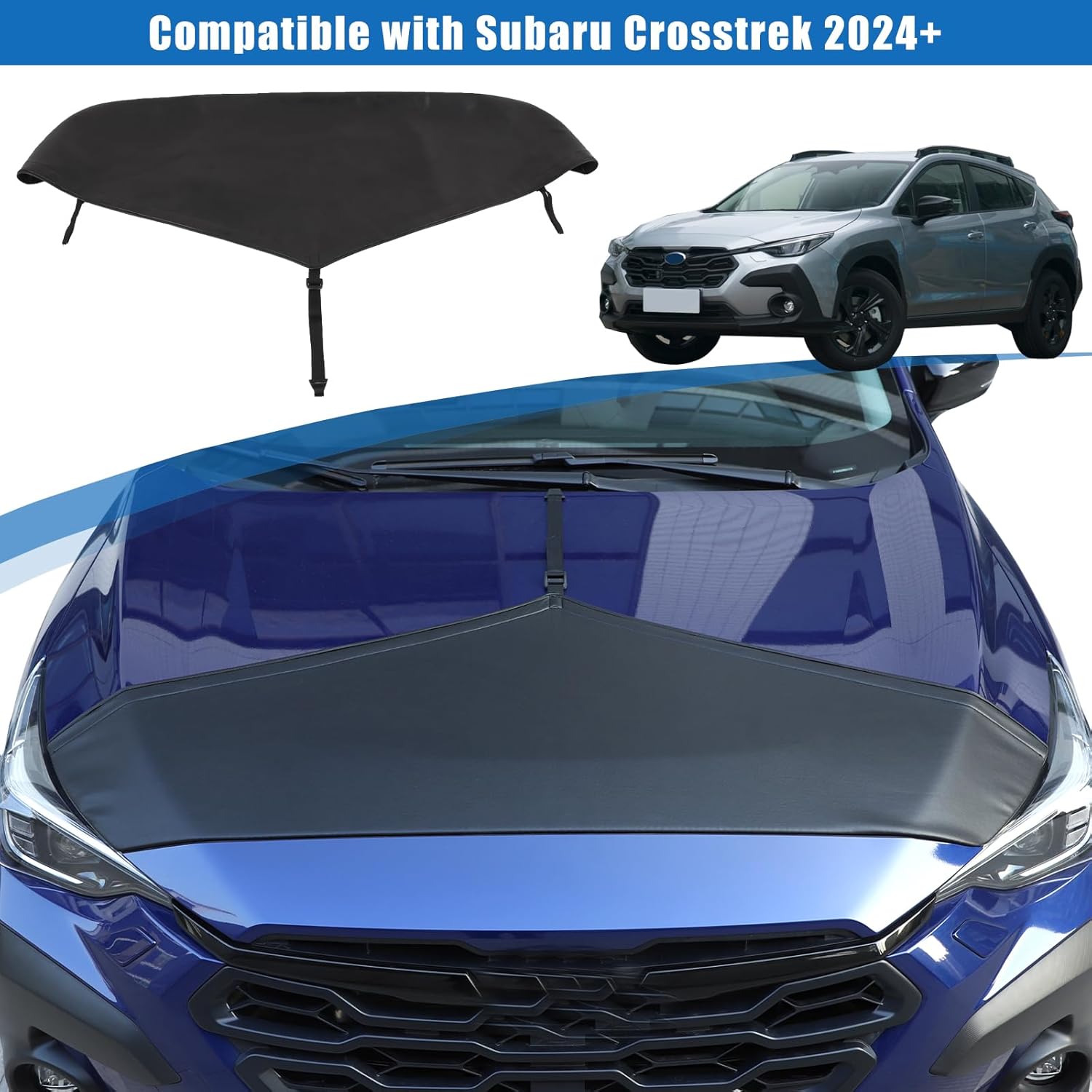 Car Hood Protector Bra Compatible with Subaru Crosstrek 2024+, American Flag Leather Car Hood Guard Hood Shield Bug Deflector (Style A)