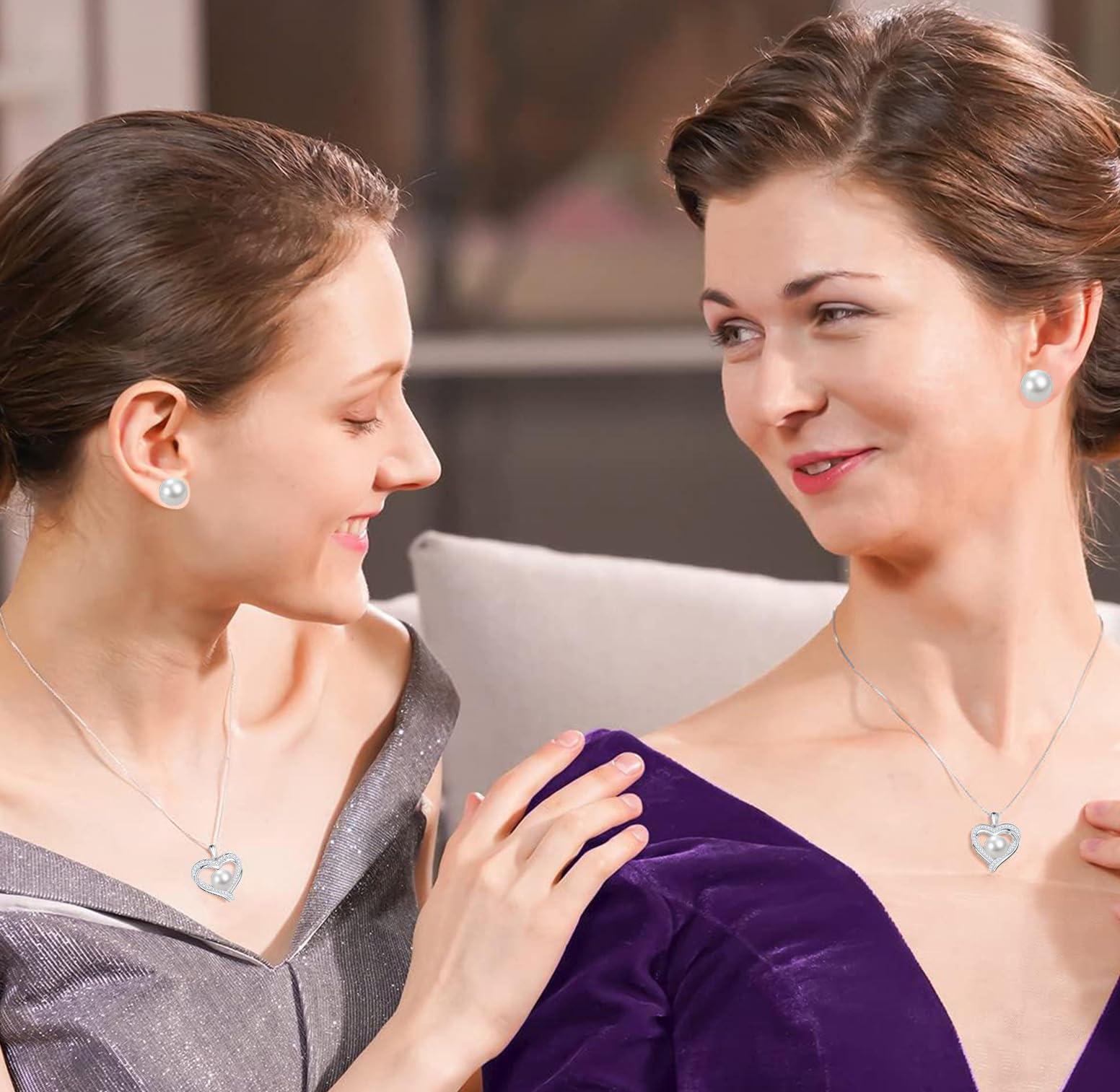 Regalos para mujeres, esposa, aniversario, cumpleaños, collares de perlas de corazón, Navidad regalos de, joyería fina, regalos para el día de la madre, regalo para mamá, día de San Valentín