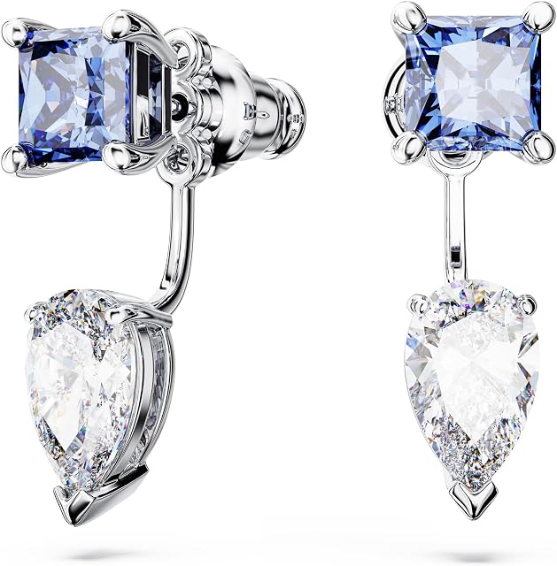 Swarovski Kolczyki z nakładkami Mesmera, Szlify różnorodne, Odłączane elementy, Niebieskie, Powłoka z rodu