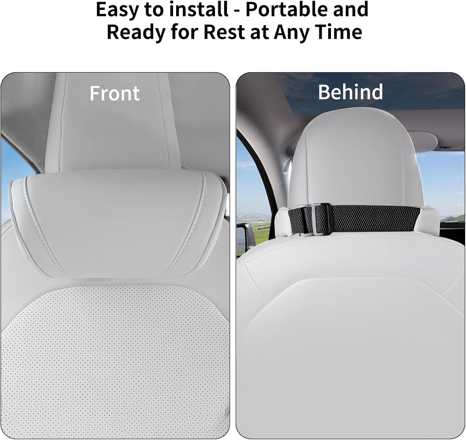 Car Neck Pillow for Tesla Model Y/3/S/X/Cybertruck Memory Foam Headrest Pillow Ergonomic Design Neck Support Seat Headrest Softness Comfortable Car Pillow (White, 2 Pack)