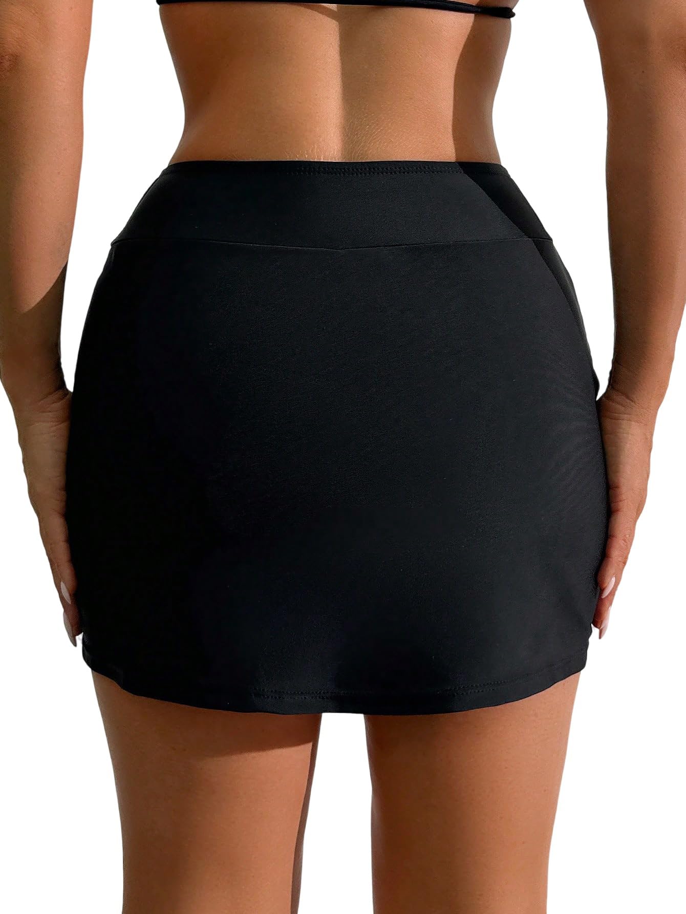 GORGLITTER Damskie szorty bikini, krótkie spodenki bikini z rozcięciem, swobodne szorty plażowe, szorty kąpielowe, mini spódniczka bikini, letnie szorty kąpielowe