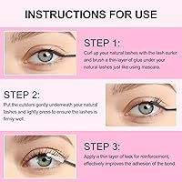 Vista 5 de KISSXIAOYA Pegamento de pestañas en racimo para extensiones de pestañas individuales, pegamento de pestañas súper fuerte, impermeable, pegamento