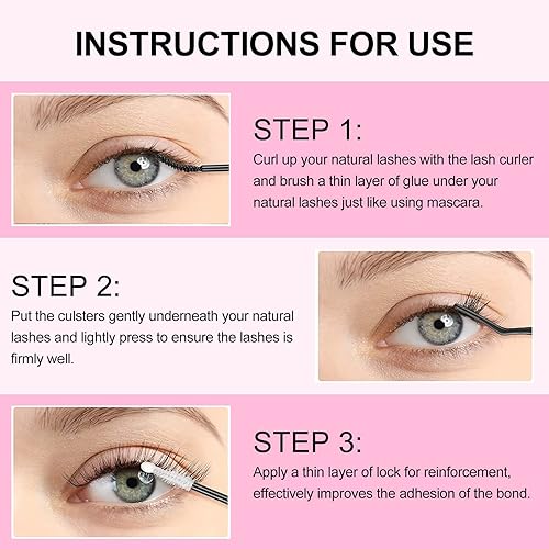 Miniatura 5 de KISSXIAOYA Pegamento de pestañas en racimo para extensiones de pestañas individuales, pegamento de pestañas súper fuerte, impermeable, pegamento de