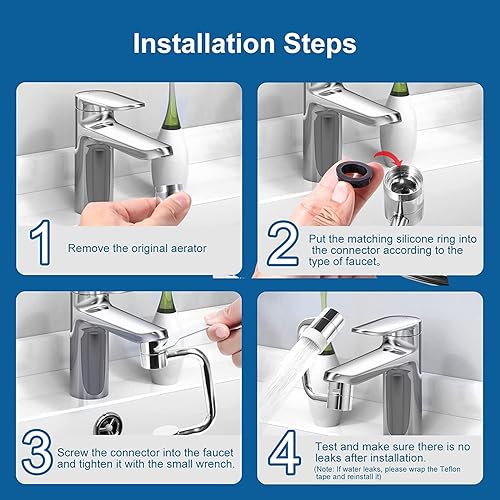 Miniatura 7 de Extensor de grifo giratorio de 1080, aireador universal de grifo giratorio Waycco con filtro de salpicaduras con 2 modos de salida de agua para