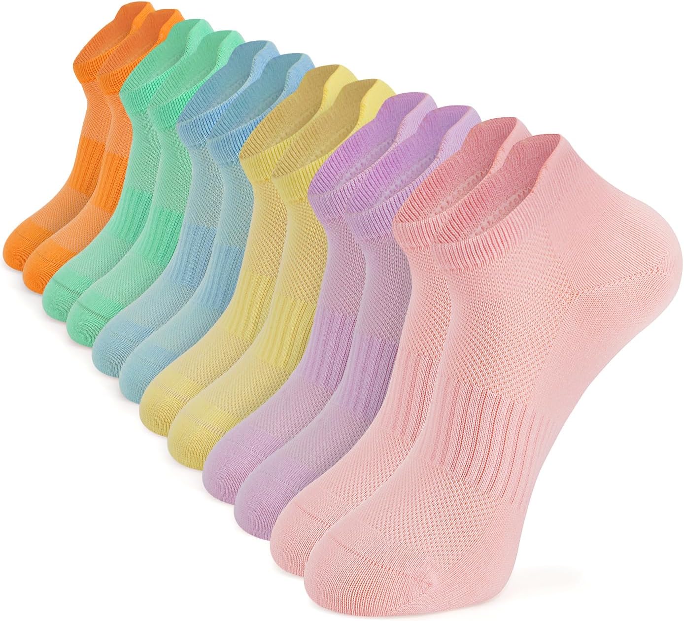 Breslatte Ankle Socks for Women Men Breathable Mesh Low Cut Socks Soft Cotton Daily Athletic