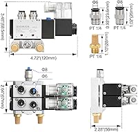 Vista 2 de Baomain Válvula electromagnética neumática de 1/4" 4V210-08 DC 24V 2 posiciones Base Quick Fittings con sistema de silenciador base
